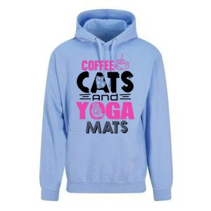 Cute Pink Coffee Cats And Yoga Mats Theme Great Gift Unisex Surf Hoodie