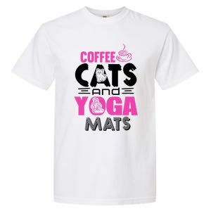 Cute Pink Coffee Cats And Yoga Mats Theme Great Gift Garment-Dyed Heavyweight T-Shirt