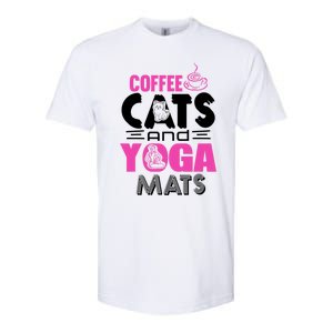 Cute Pink Coffee Cats And Yoga Mats Theme Great Gift Softstyle CVC T-Shirt