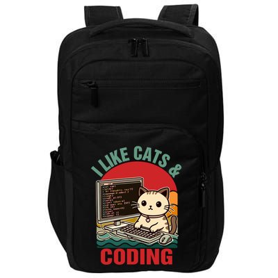 Coder Programmer Cat Lover Cat Dad I Like Cats And Coding Great Gift Impact Tech Backpack