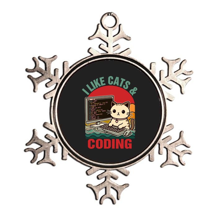 Coder Programmer Cat Lover Cat Dad I Like Cats And Coding Great Gift Metallic Star Ornament