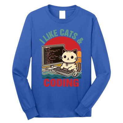 Coder Programmer Cat Lover Cat Dad I Like Cats And Coding Great Gift Long Sleeve Shirt
