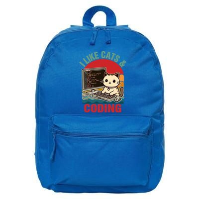 Coder Programmer Cat Lover Cat Dad I Like Cats And Coding Great Gift 16 in Basic Backpack