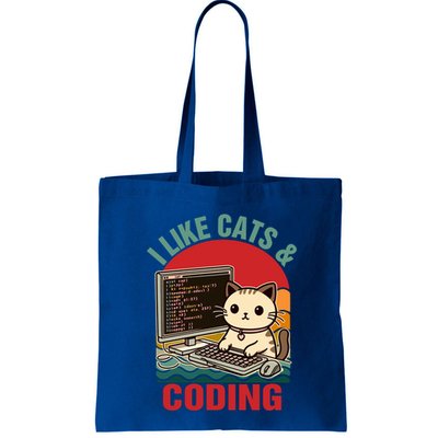 Coder Programmer Cat Lover Cat Dad I Like Cats And Coding Great Gift Tote Bag