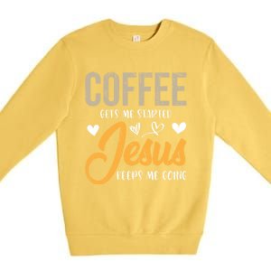 Christian Prayer Coffee Lover God Savior Devo Lord Jesus Gift Premium Crewneck Sweatshirt