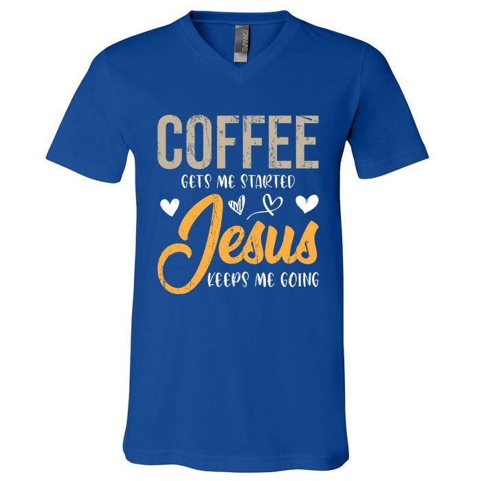 Christian Prayer Coffee Lover God Savior Devo Lord Jesus Gift V-Neck T-Shirt