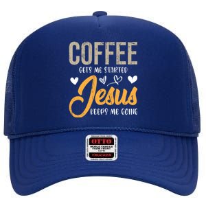 Christian Prayer Coffee Lover God Savior Devo Lord Jesus Gift High Crown Mesh Back Trucker Hat