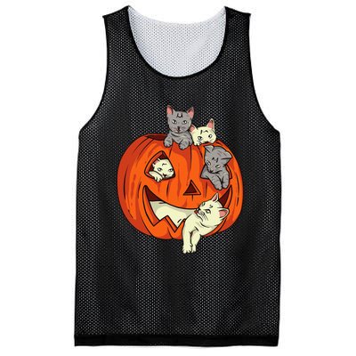 Cats Pumpkin Carved Jack O Lantern Cat Halloween Costume Mesh Reversible Basketball Jersey Tank