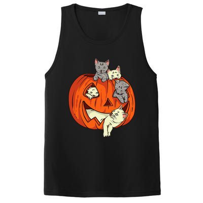 Cats Pumpkin Carved Jack O Lantern Cat Halloween Costume PosiCharge Competitor Tank