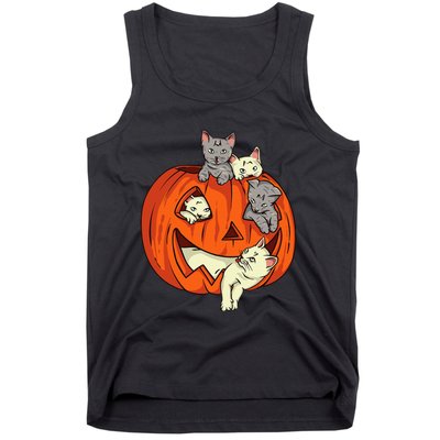 Cats Pumpkin Carved Jack O Lantern Cat Halloween Costume Tank Top