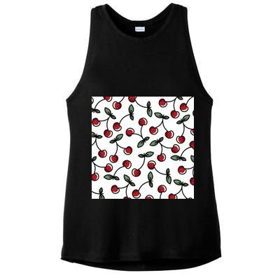 Cherry Pattern Ladies PosiCharge Tri-Blend Wicking Tank