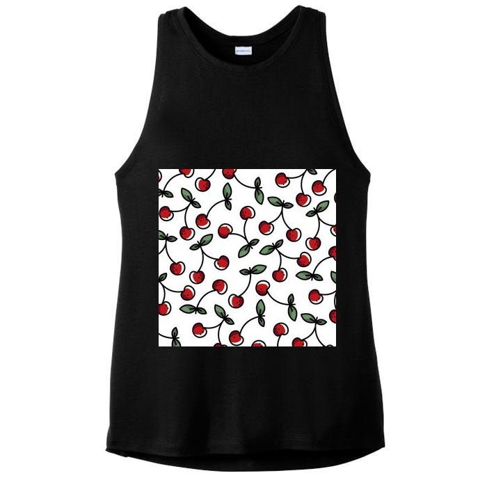 Cherry Pattern Ladies PosiCharge Tri-Blend Wicking Tank