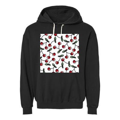 Cherry Pattern Garment-Dyed Fleece Hoodie