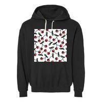 Cherry Pattern Garment-Dyed Fleece Hoodie
