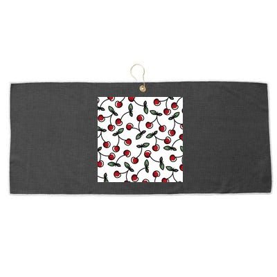 Cherry Pattern Large Microfiber Waffle Golf Towel