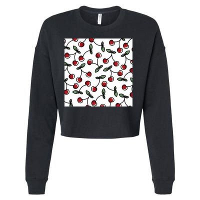 Cherry Pattern Cropped Pullover Crew