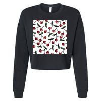 Cherry Pattern Cropped Pullover Crew