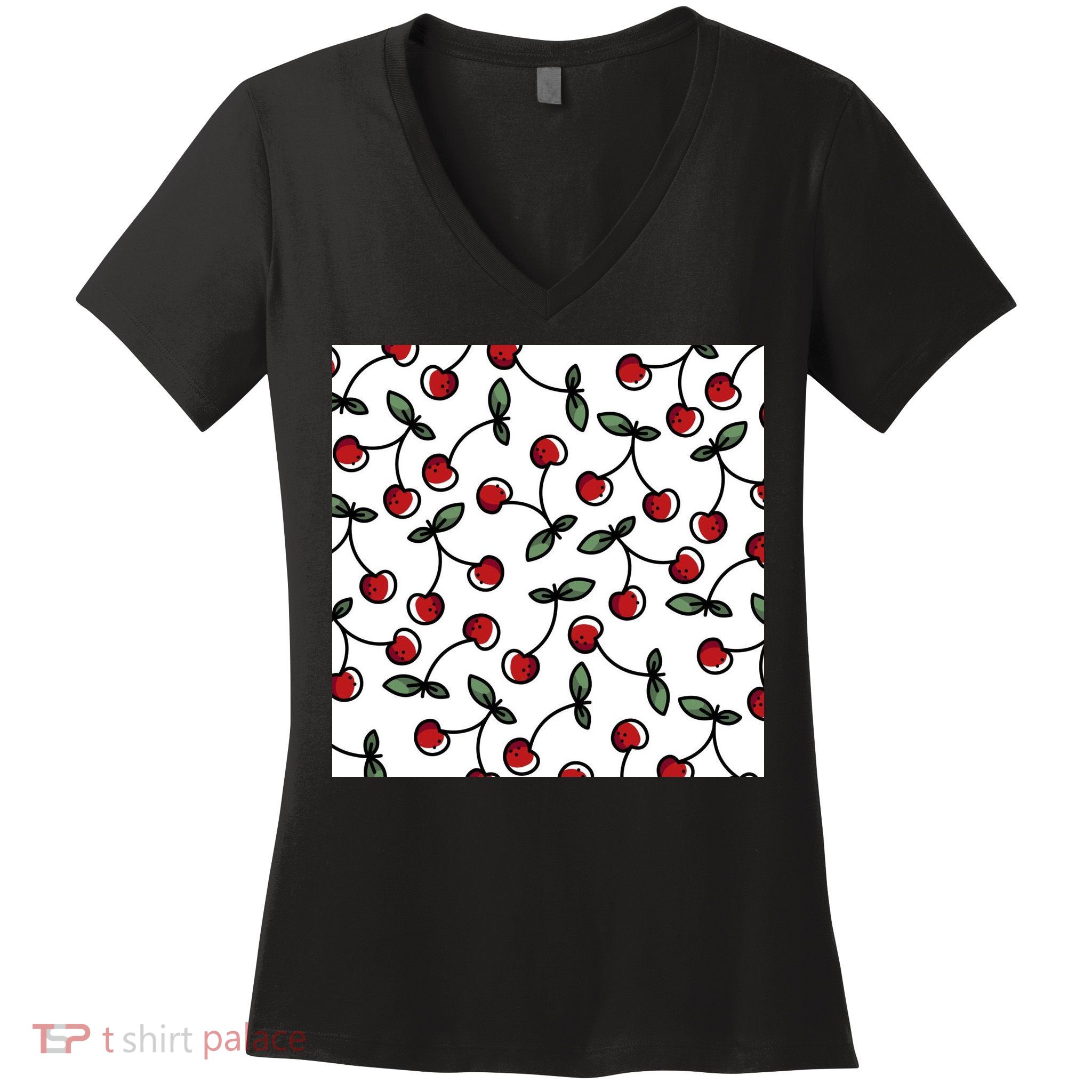 Cherry Pattern Women's V-Neck T-Shirt