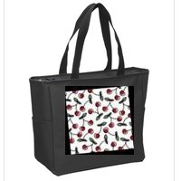 Cherry Pattern Zip Tote Bag