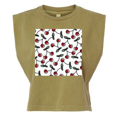 Cherry Pattern Garment-Dyed Women's Muscle Tee