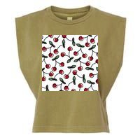 Cherry Pattern Garment-Dyed Women's Muscle Tee