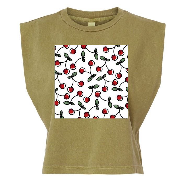 Cherry Pattern Garment-Dyed Women's Muscle Tee