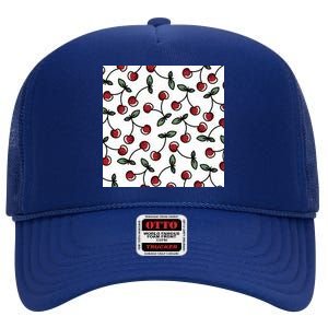 Cherry Pattern High Crown Mesh Back Trucker Hat