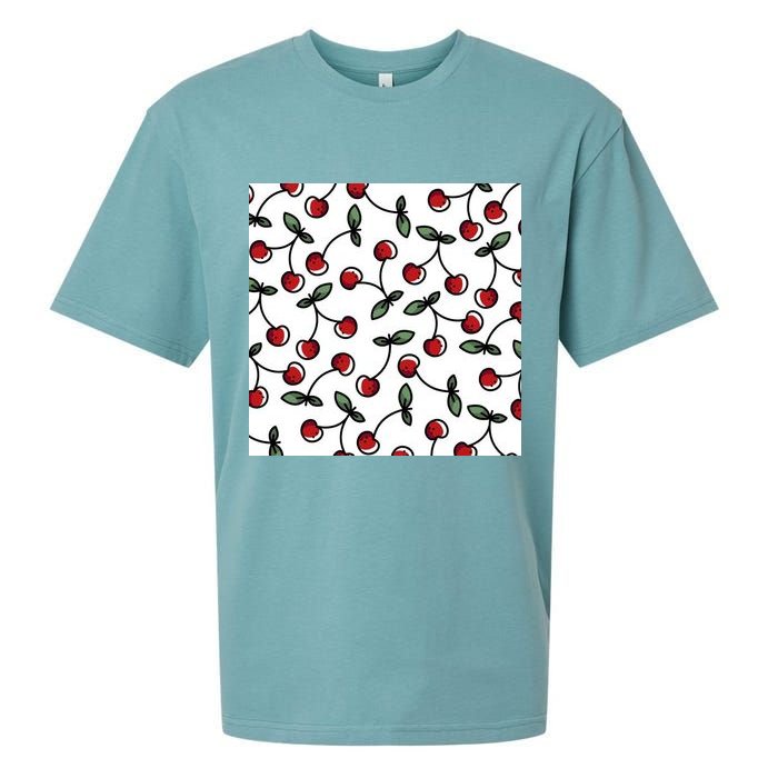 Cherry Pattern Sueded Cloud Jersey T-Shirt