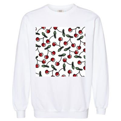 Cherry Pattern Garment-Dyed Sweatshirt