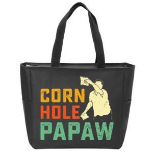 Cornhole Papaw Corn Hole Grandfather Bean Bag Tossing Game Zip Tote Bag