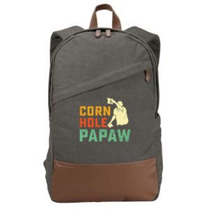 Cornhole Papaw Corn Hole Grandfather Bean Bag Tossing Game Cotton Canvas Backpack