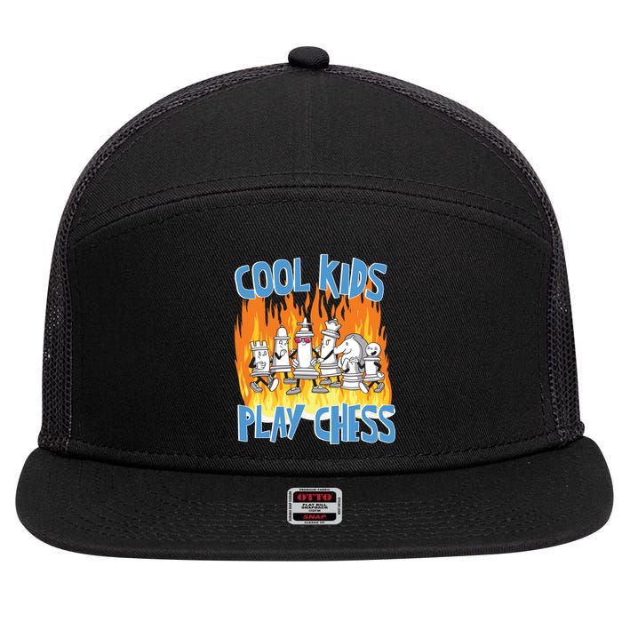 Chess Pieces Cool Kids Play Chess 7 Panel Mesh Trucker Snapback Hat