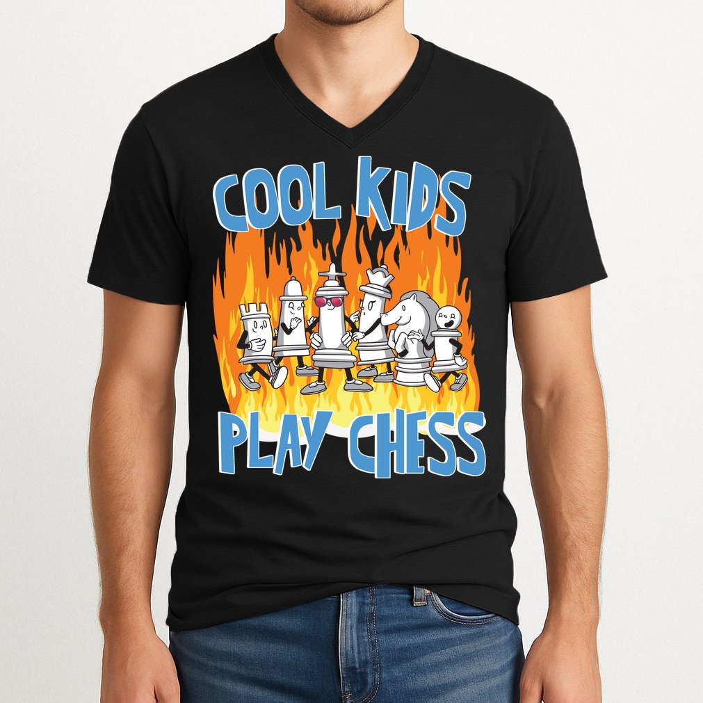 Chess Pieces Cool Kids Play Chess V-Neck T-Shirt