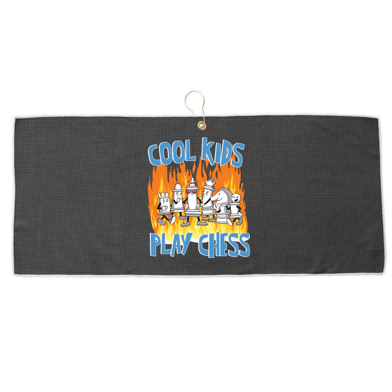Chess Pieces Cool Kids Play Chess Large Microfiber Waffle Golf Towel