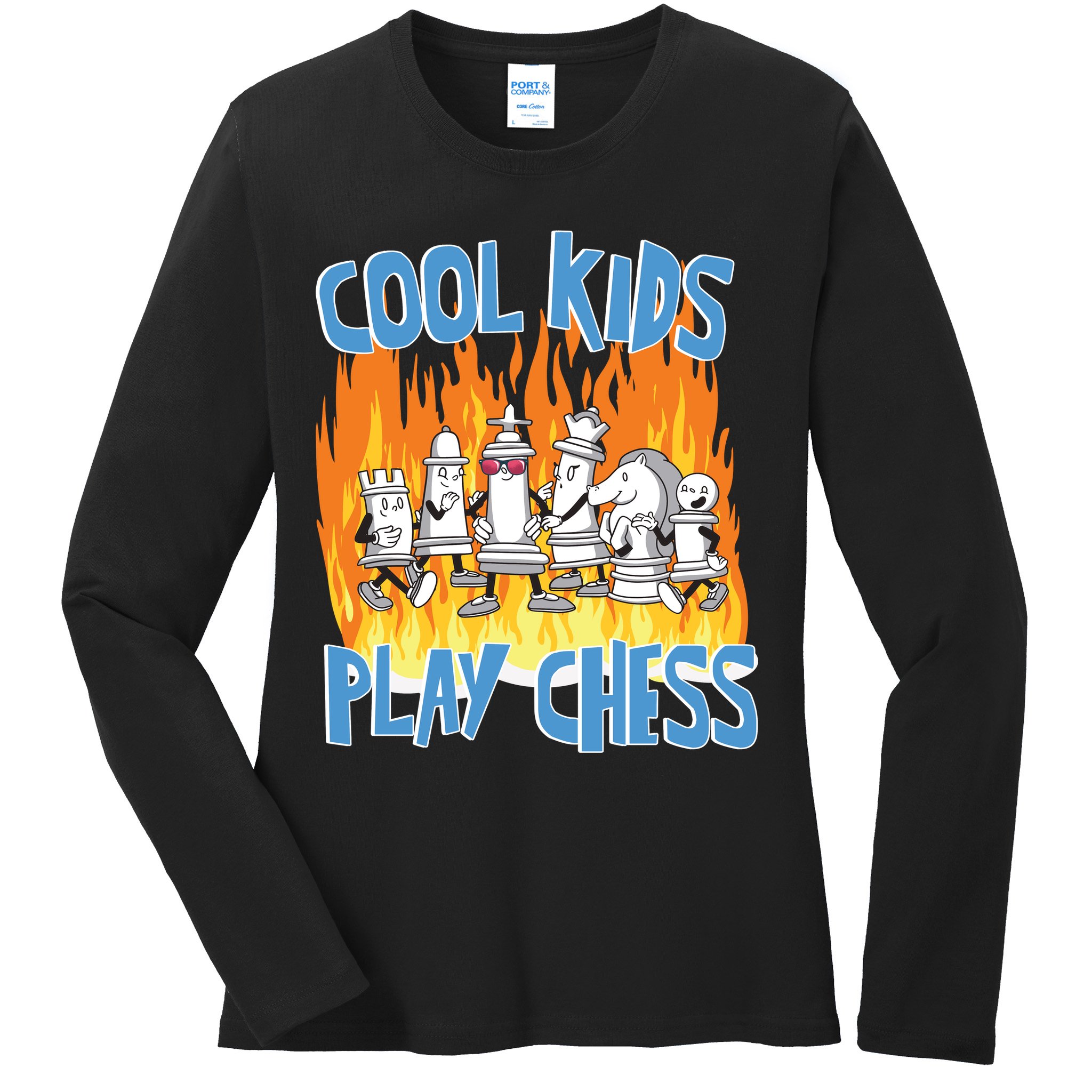 Chess Pieces Cool Kids Play Chess Ladies Long Sleeve Shirt