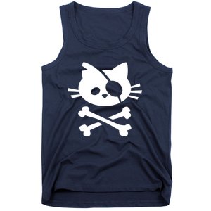 Cute Pirate Cat Skull And Crossbone Tank Top