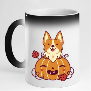 Cute Pumpkin Corgi Dog Halloween 11oz Black Color Changing Mug