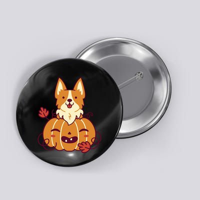 Cute Pumpkin Corgi Dog Halloween Button