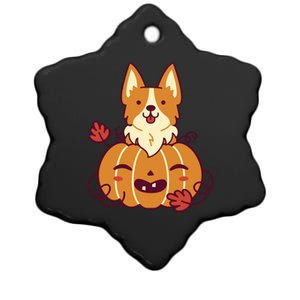 Cute Pumpkin Corgi Dog Halloween Ceramic Star Ornament