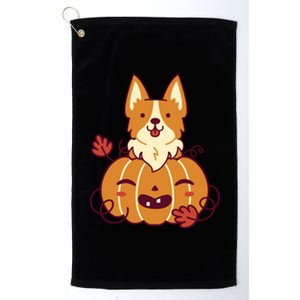 Cute Pumpkin Corgi Dog Halloween Platinum Collection Golf Towel