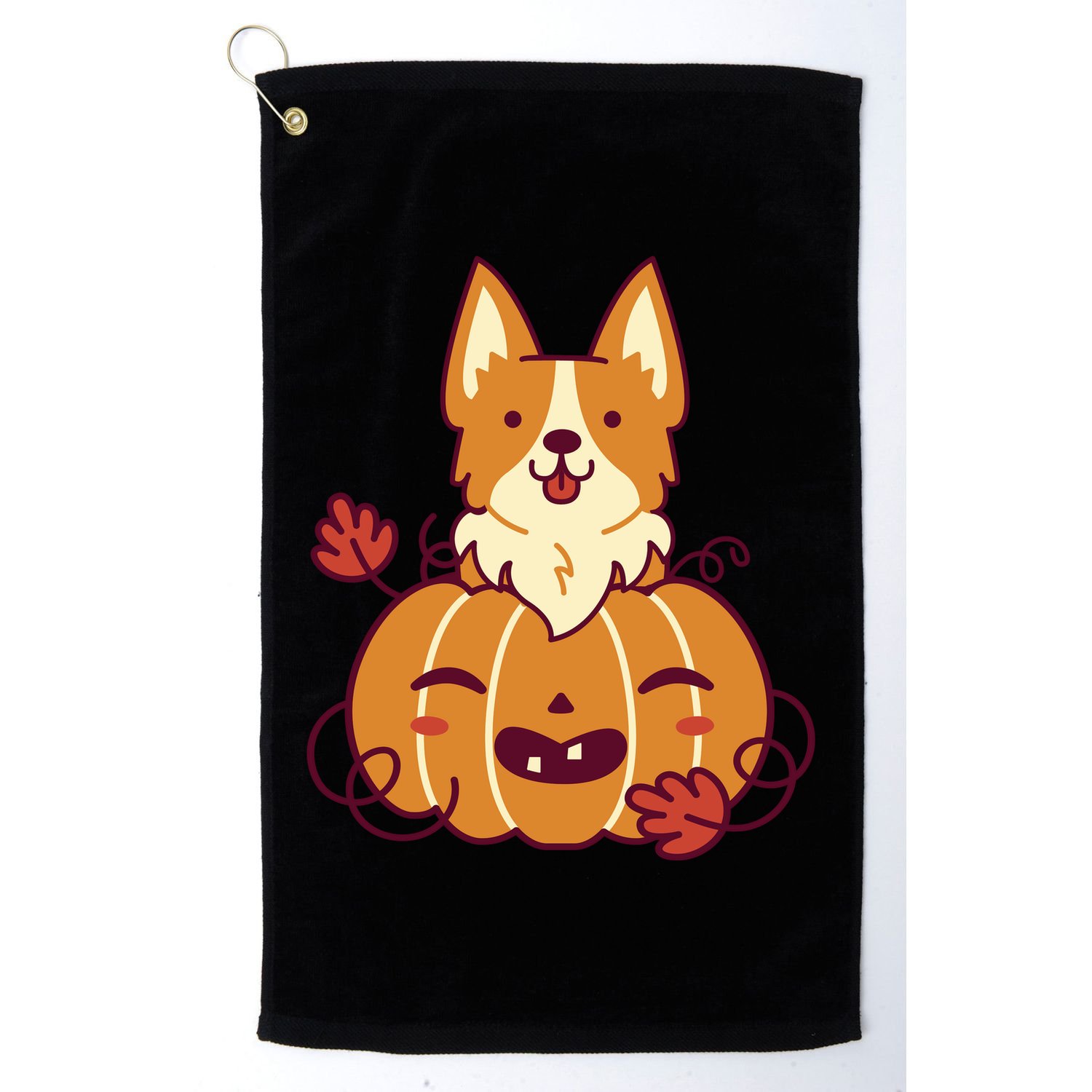 Cute Pumpkin Corgi Dog Halloween Golf Towel