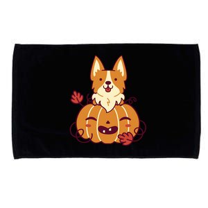 Cute Pumpkin Corgi Dog Halloween Microfiber Hand Towel