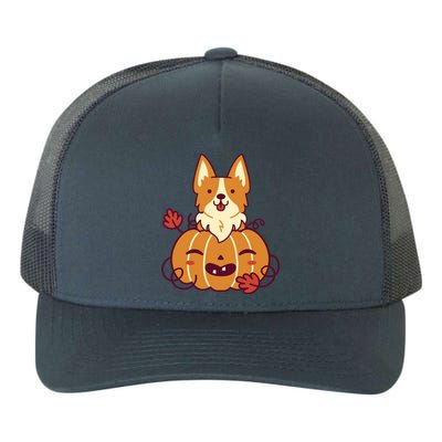 Cute Pumpkin Corgi Dog Halloween Yupoong Adult 5-Panel Trucker Hat