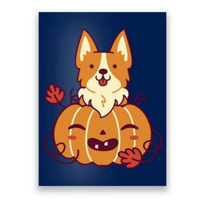 Cute Pumpkin Corgi Dog Halloween Poster