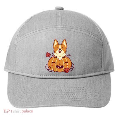 Cute Pumpkin Corgi Dog Halloween 7-Panel Snapback Hat