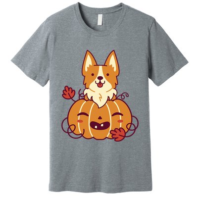 Cute Pumpkin Corgi Dog Halloween Premium T-Shirt