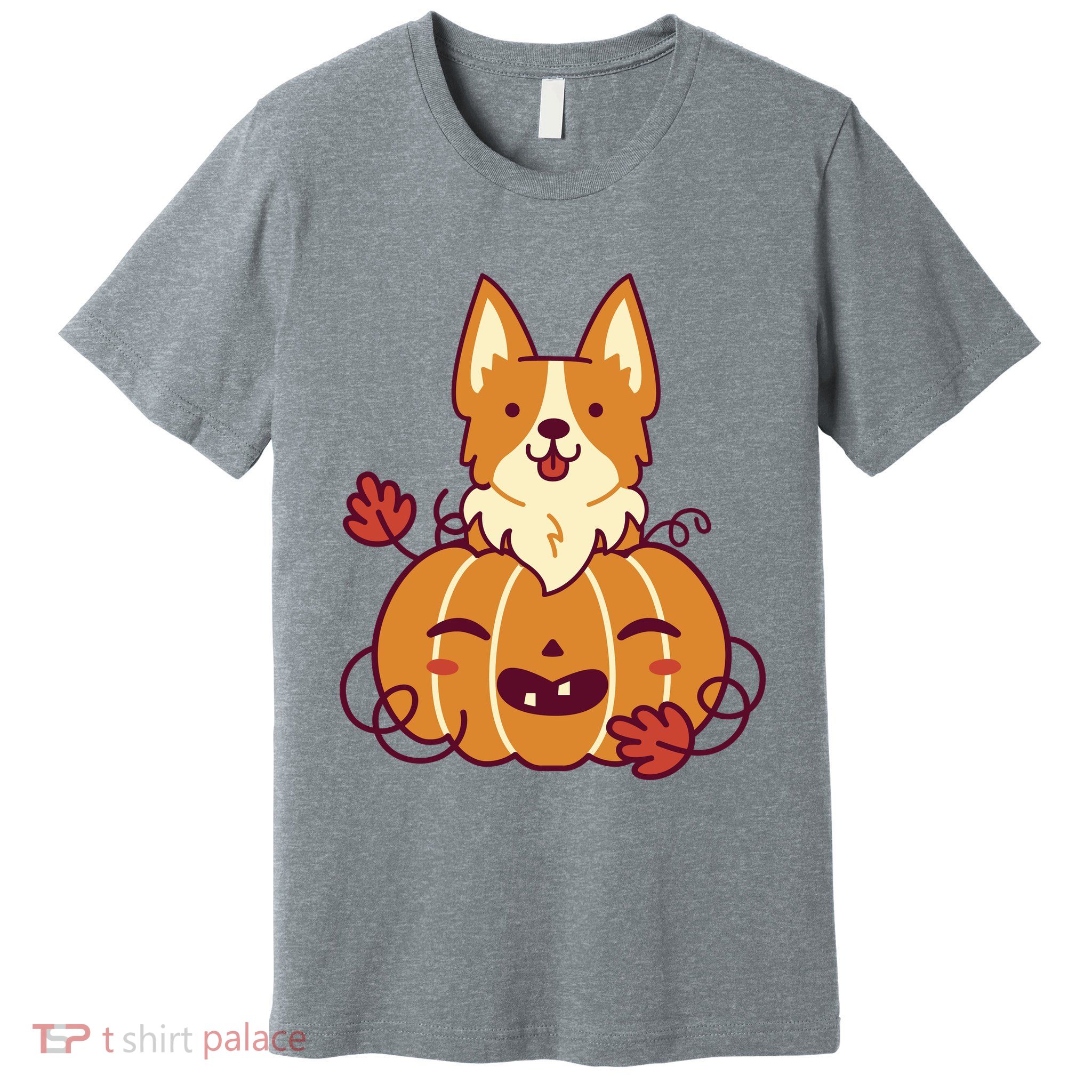 Cute Pumpkin Corgi Dog Halloween Premium T-Shirt