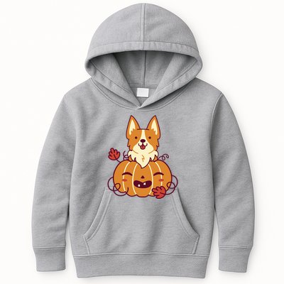 Cute Pumpkin Corgi Dog Halloween Kids Hoodie
