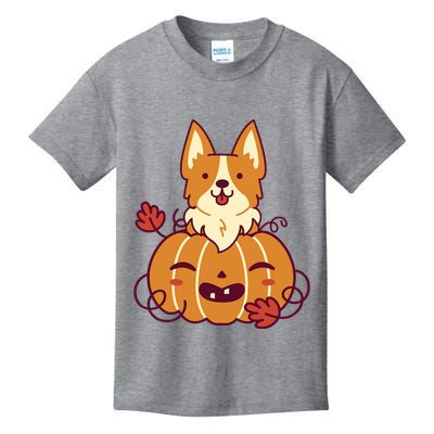 Cute Pumpkin Corgi Dog Halloween Kids T-Shirt
