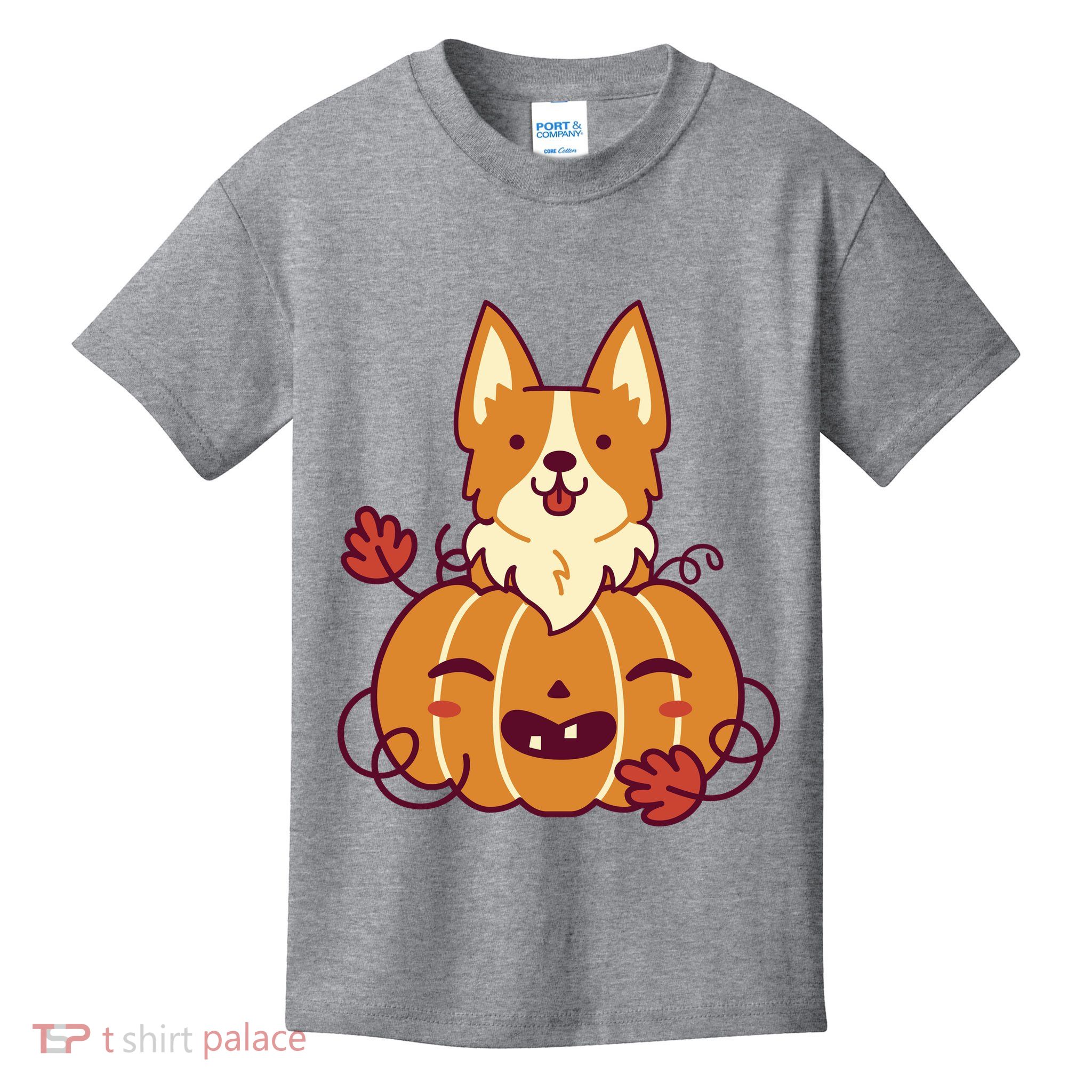 Cute Pumpkin Corgi Dog Halloween Kids T-Shirt